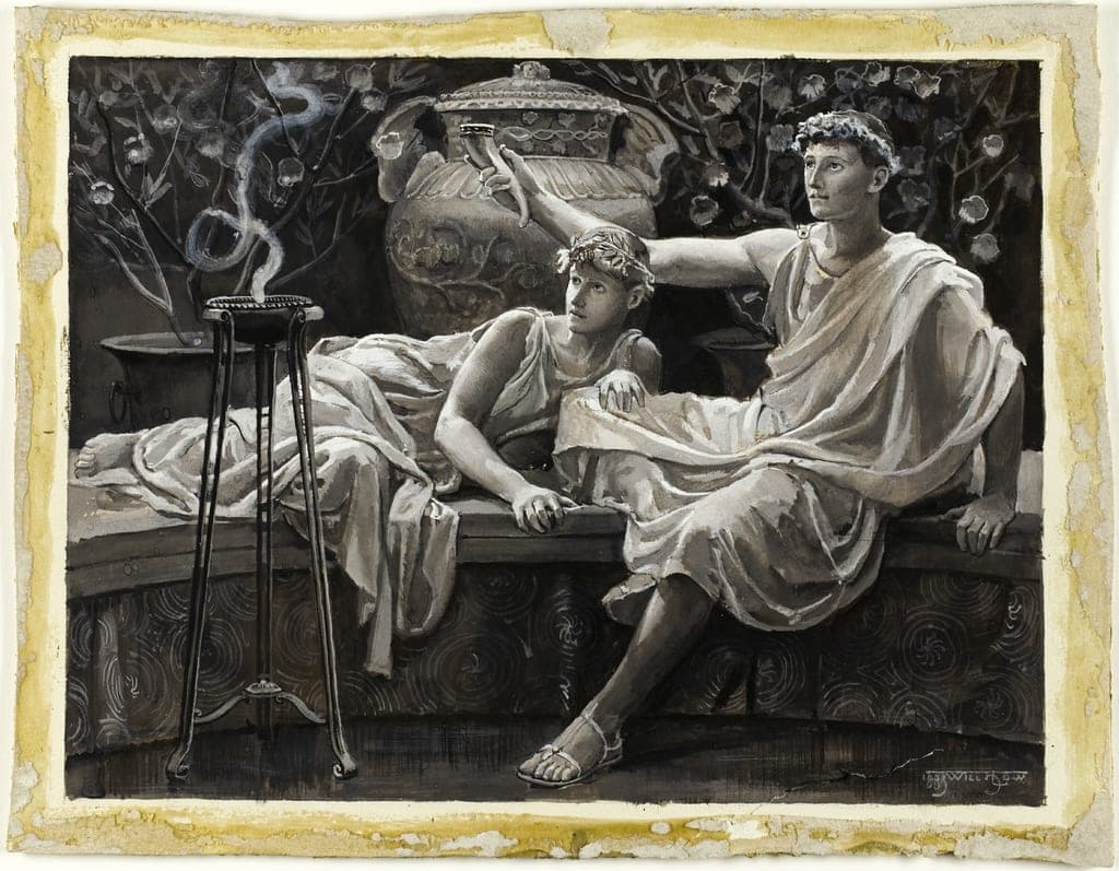 Checking His Love Trance, a Cup He Took Full Brimm'd by Will Hicock Low
American, 1853-1932 — fine art print