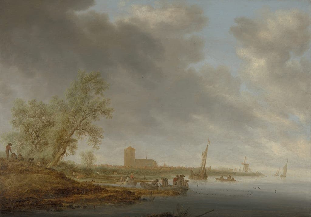 River Landscape with a View of Naarden by Salomon van Ruysdael (Dutch, about 1602–1670) — fine art print