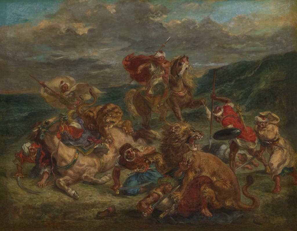 Lion Hunt by Eugène Delacroix (French, 1798–1863) — fine art print