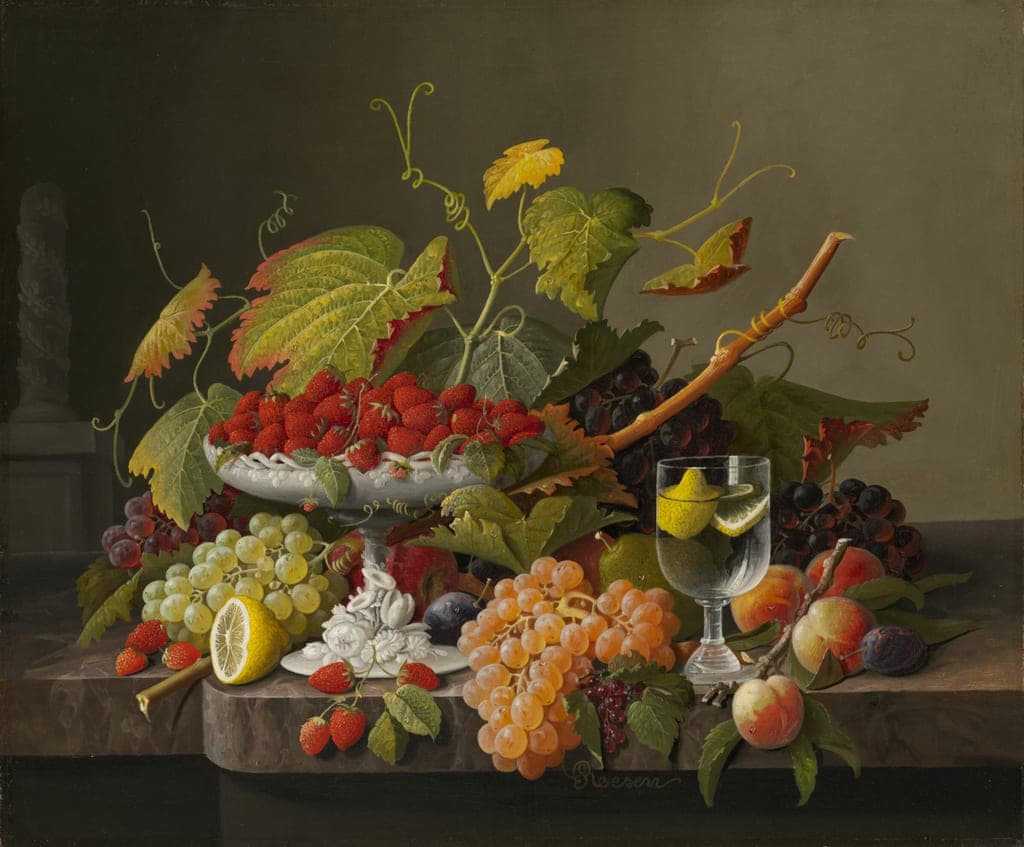 An Abundance of Fruit by Severin Roesen
American, born Germany, 1815/17–1872 — fine art print