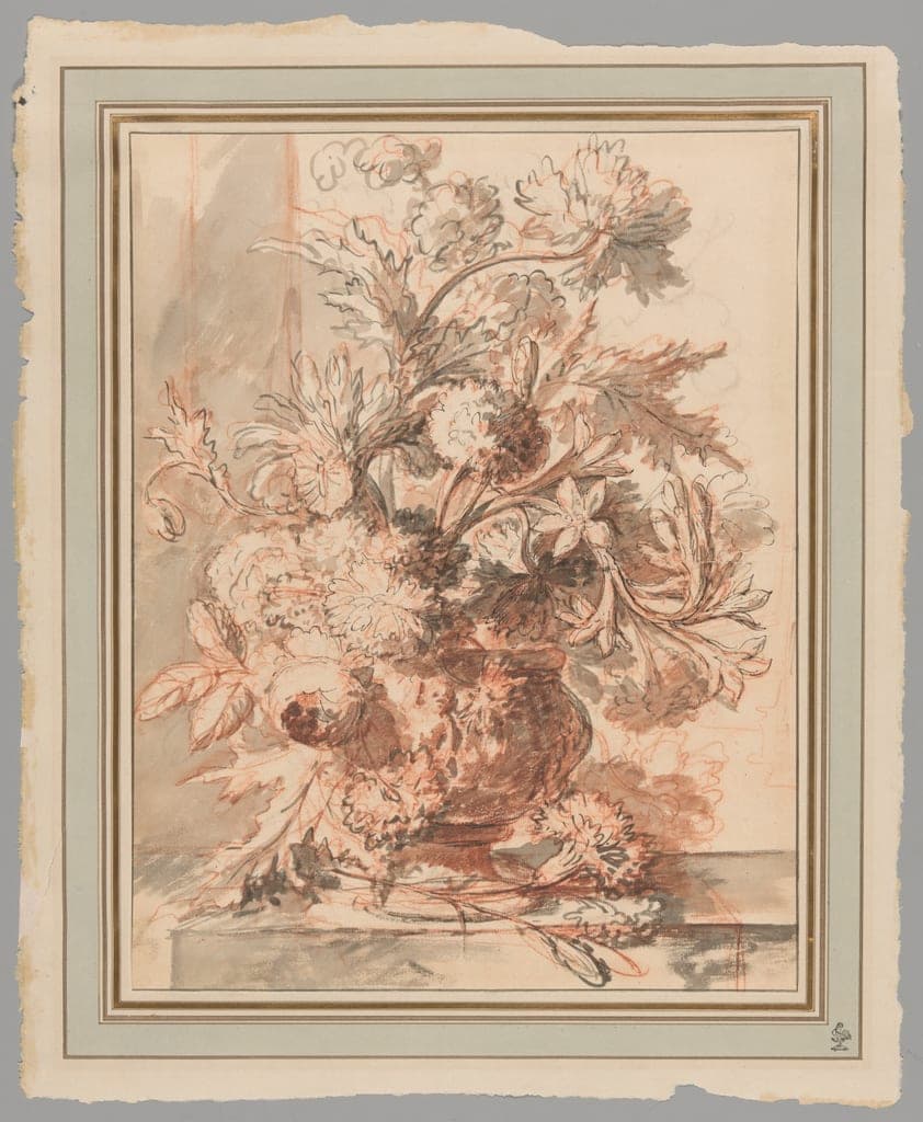 Flowers in an Urn Decorated with Putti, on a Plinth by Jan van Huysum
Dutch, 1682-1749 — fine art print