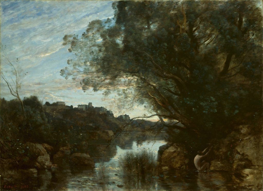 Souvenir of the Environs of Lake Nemi by Jean-Baptiste-Camille Corot (French, 1796–1875) — fine art print