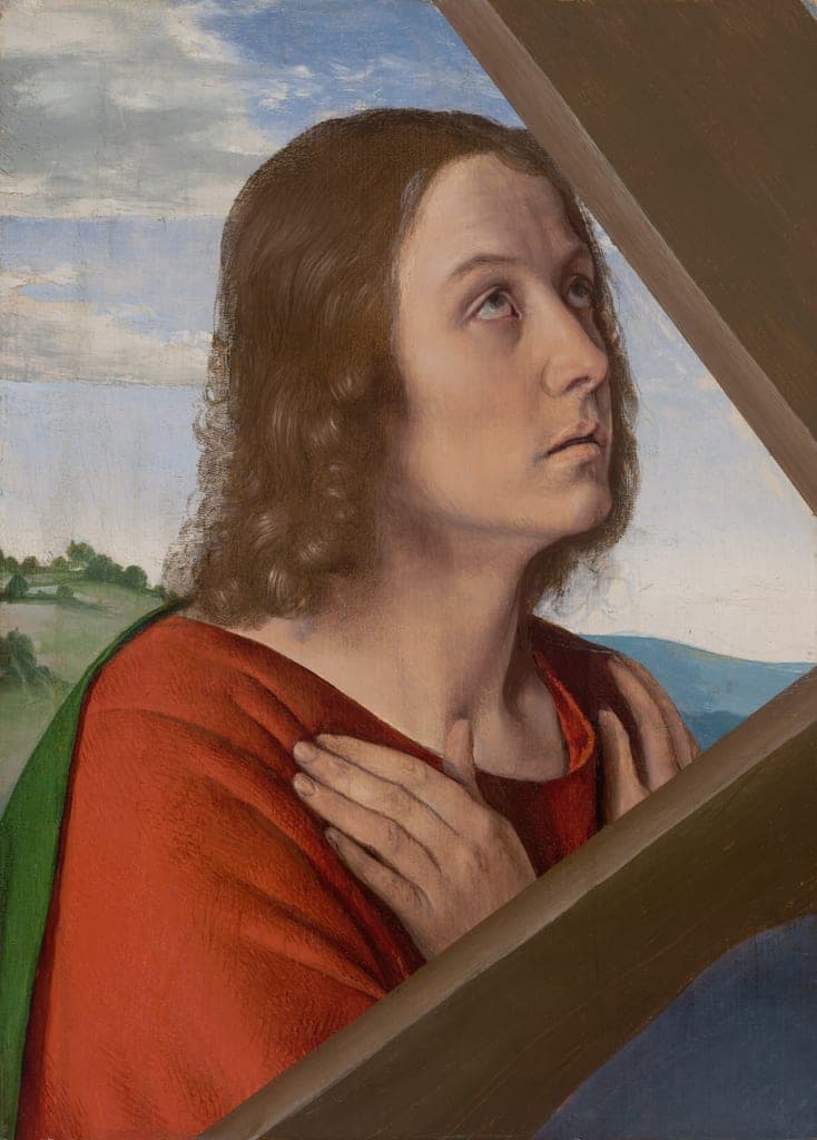 Fragment from Christ Carrying the Cross: Saint John the Evangelist by Jean Hey (Master of Moulins; Netherlandish, active in France, c. 1480-c.1504) — fine art print