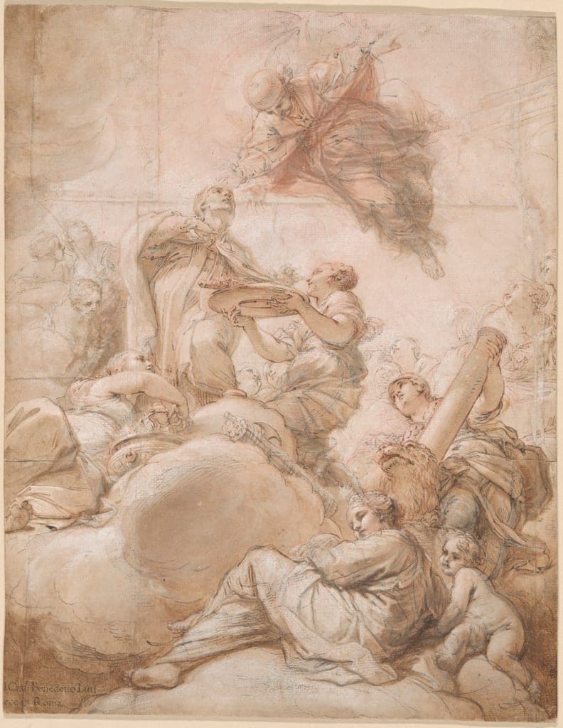 Allegory of the Elevation of Cardinal Deacon Oddone Colonna to the Papal Chair as Pope Martin V by Benedetto Luti
Italian, 1666–1724 — fine art print