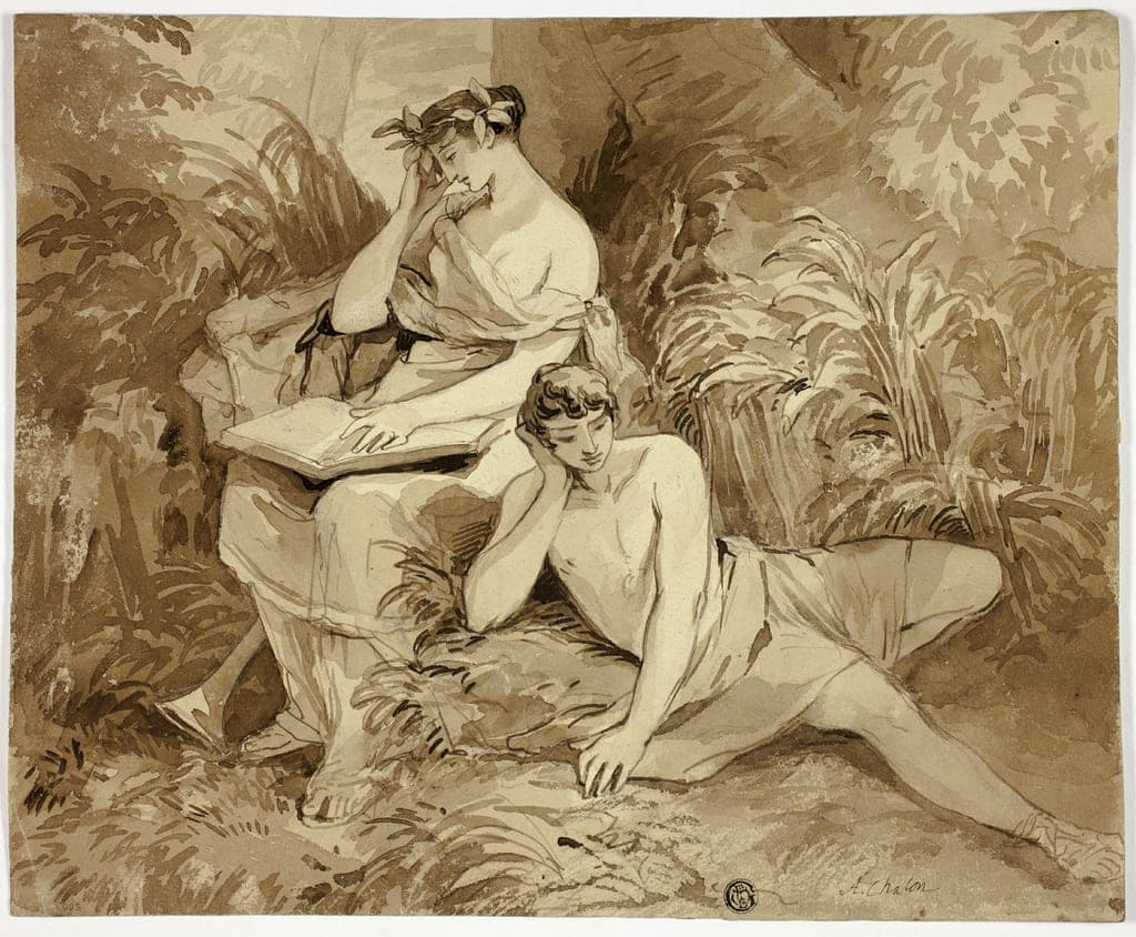 Muse and Poet by Alfred Edward Chalon
English, born Switzerland, 1780-1860 — fine art print