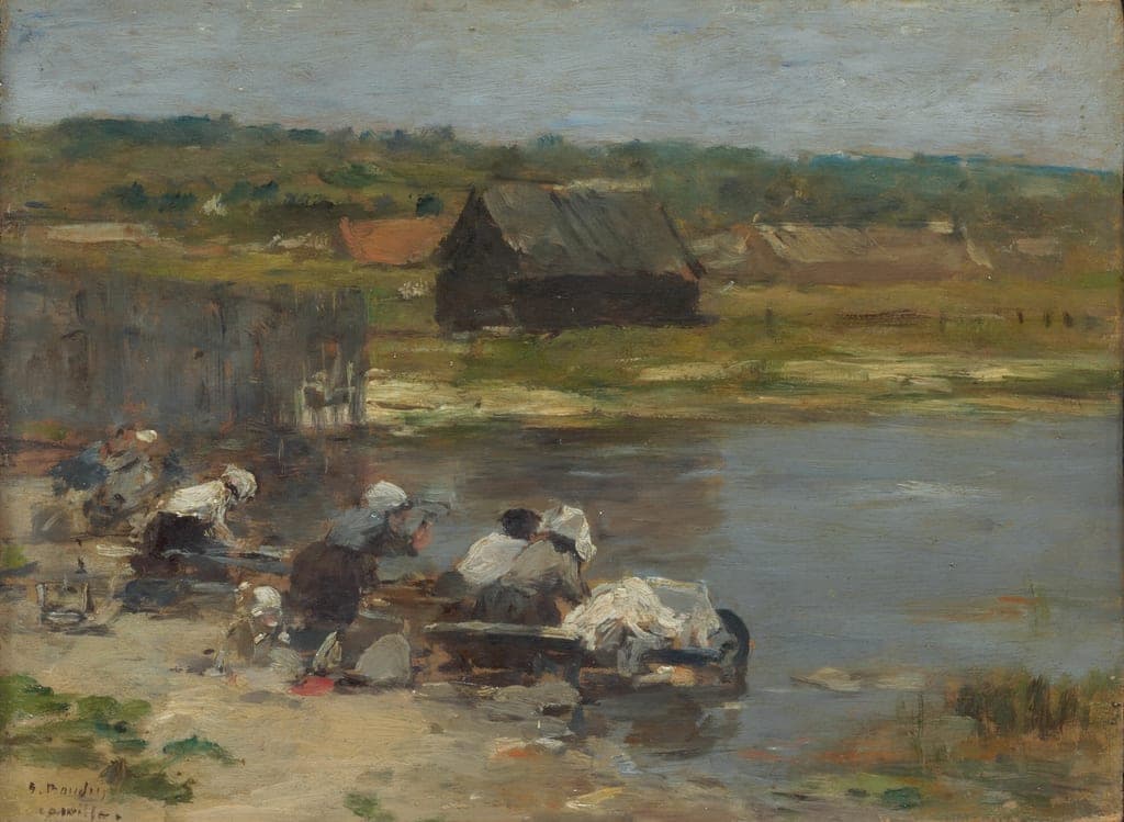Washerwomen at the Edge of the Pond by Eugène-Louis Boudin (French, 1824–1898) — fine art print