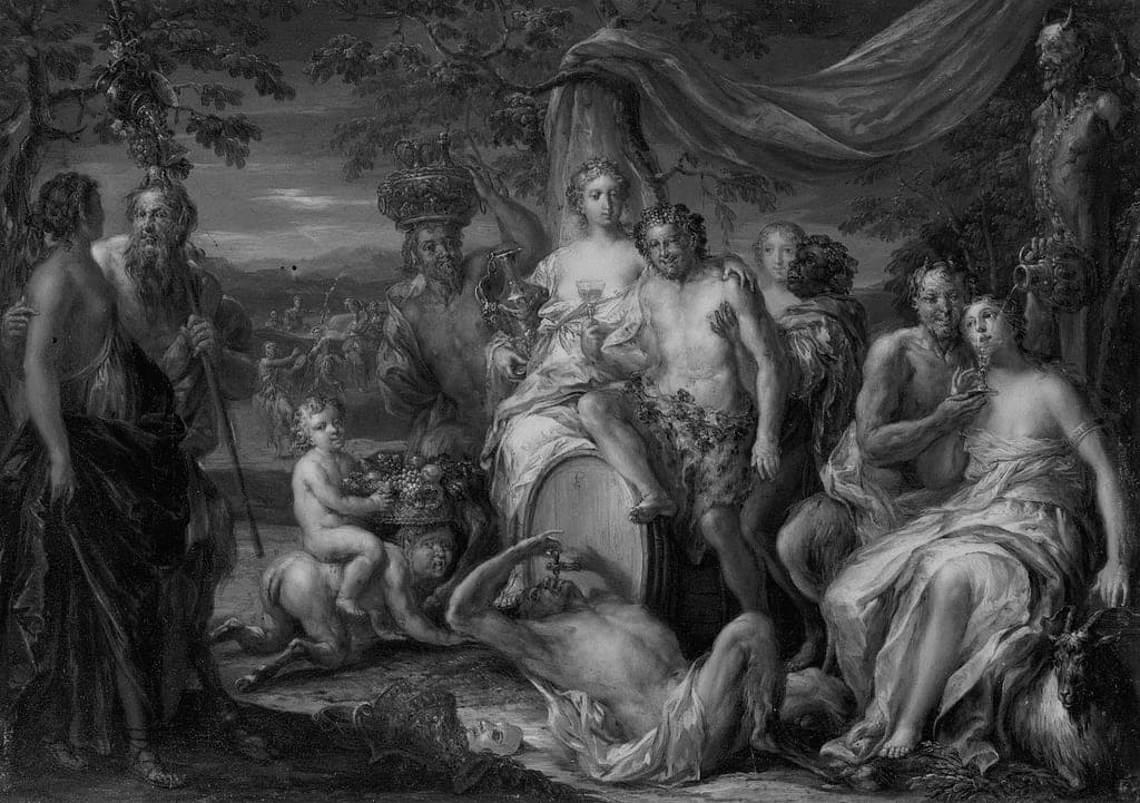 Nymphs and Satyrs Drinking by Johann Georg Platzer (Austrian, 1704–1761) — fine art print