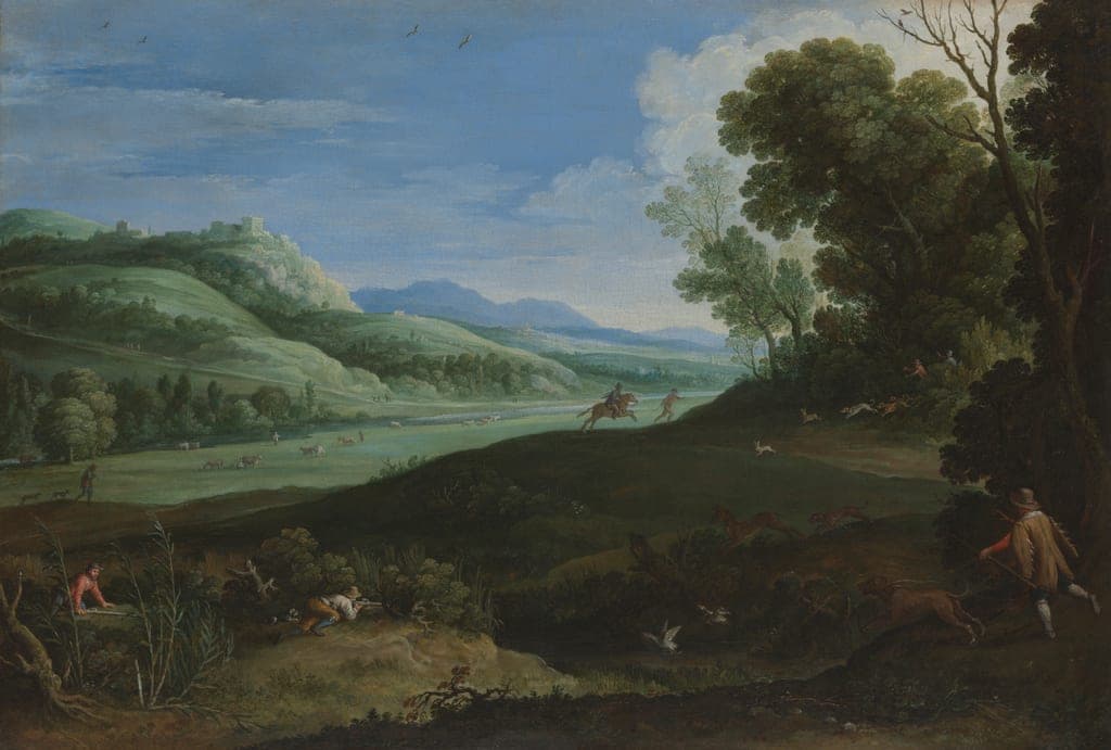 Landscape with Hunters by Paul Bril (Flemish, 1553/54–1626) — fine art print