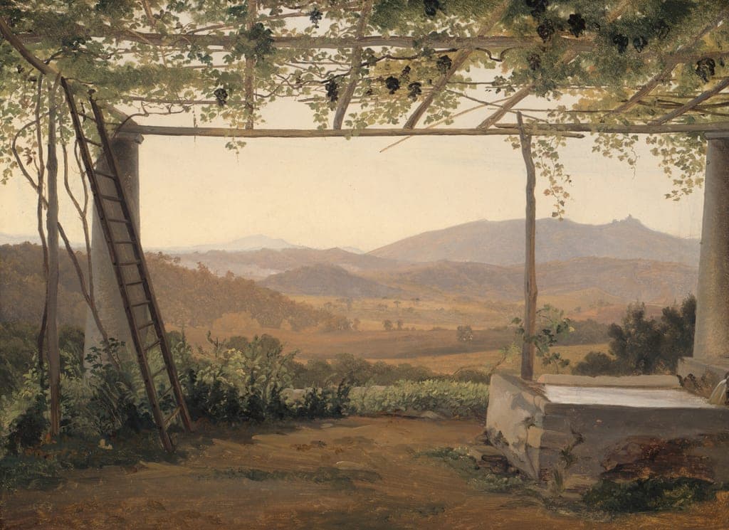 Fountain and Pergola in Italy by Ernest Christian Frederick Petzholdt (Danish, 1805–1838) — fine art print