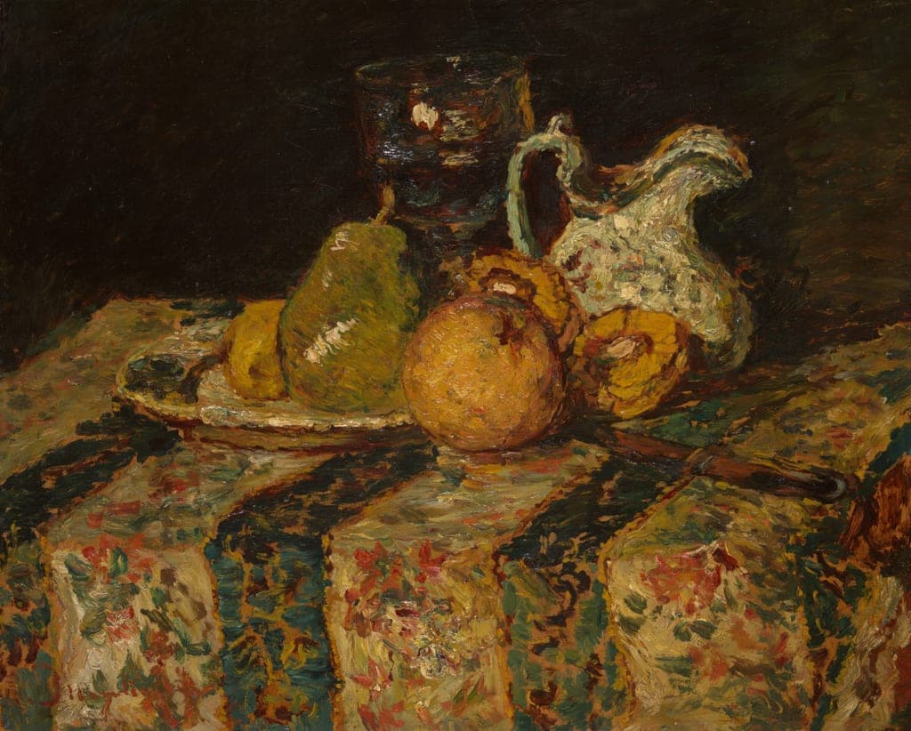 Still Life with Fruit and Wine Jug by Adolphe Monticelli (French, 1824–1886) — fine art print