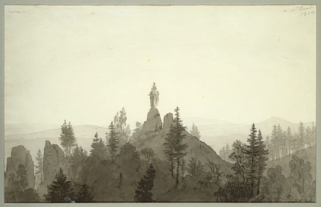 Statue of the Madonna in the Mountains by Caspar David Friedrich
German, 1774-1840 — fine art print