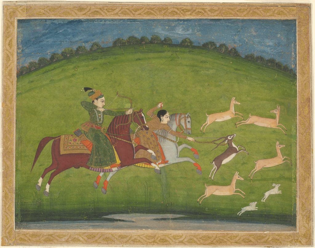 Prince and Princess Hunting Blackbuck by India
West Bengal, Murshidabad or Avadh/Uttar Pradesh, Lucknow — fine art print