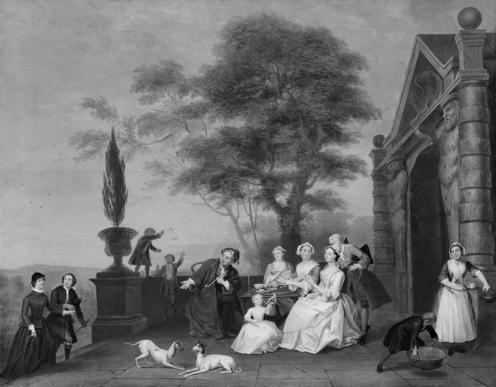 Family Group on a Terrace by John Theodore Heins, Sr. (German, active England, 1697-1756) — fine art print
