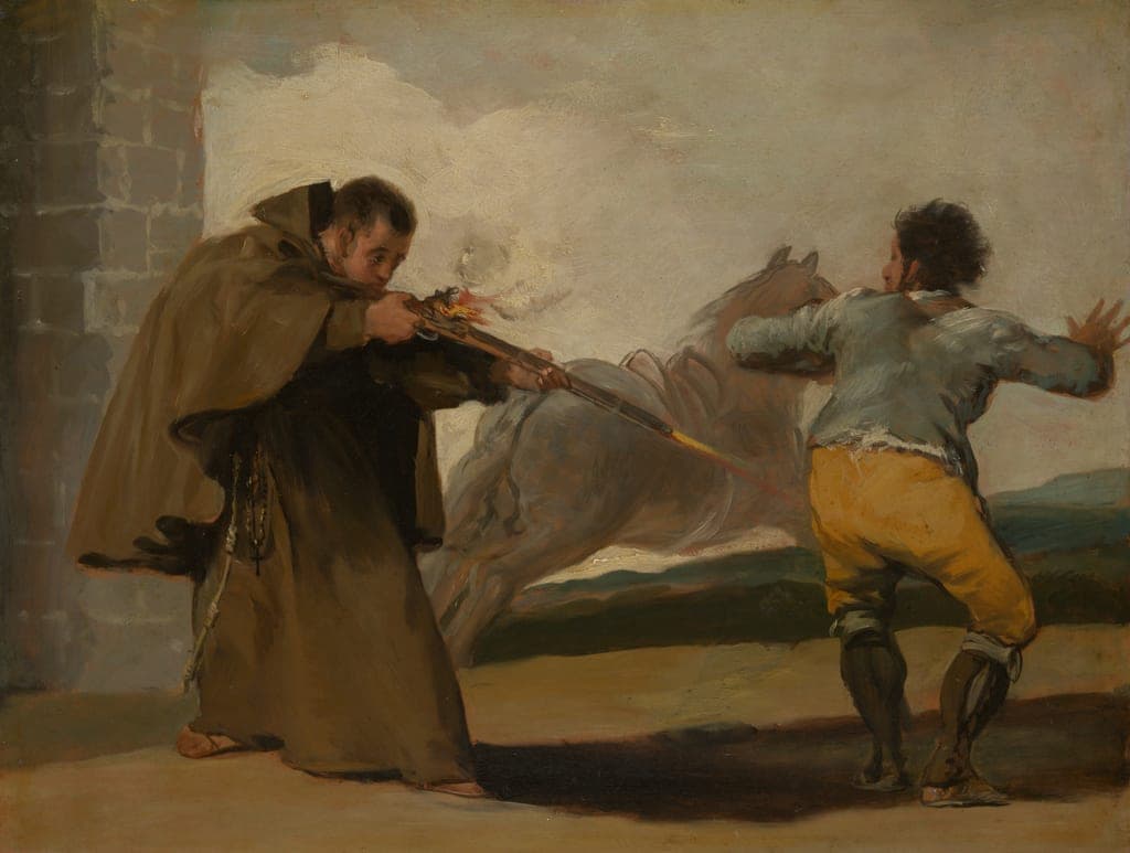 Friar Pedro Shoots El Maragato as His Horse Runs Off by Francisco José de Goya y Lucientes (Spanish, 1746–1828) — fine art print