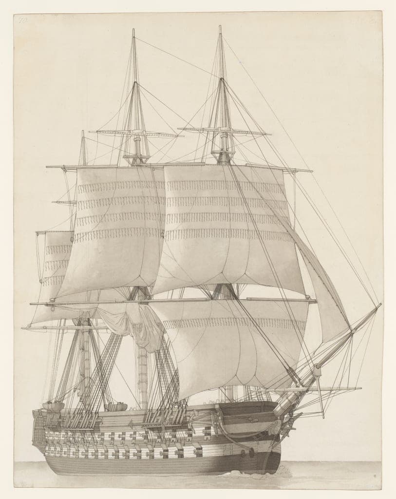 Vessel of the Russian Line (Vaisseau de ligne russe) by Christoffer Wilhelm Eckersberg
Danish, 1783-1853 — fine art print