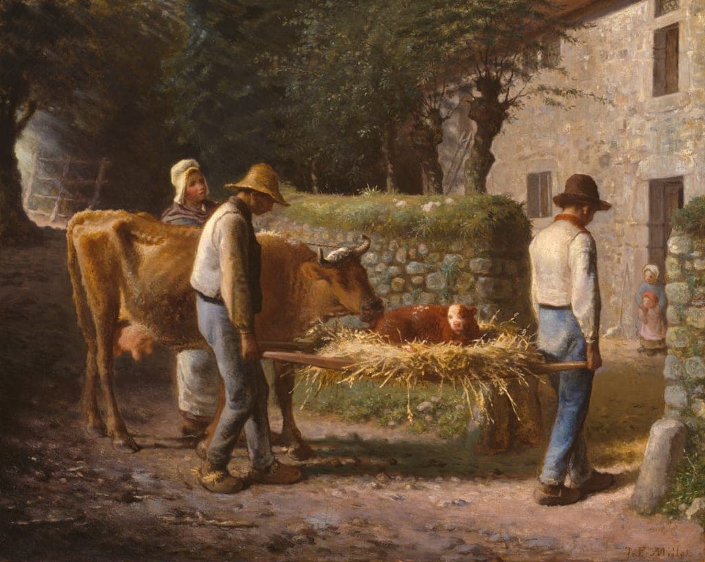 Peasants Bringing Home a Calf Born in the Fields by Jean-François Millet (French, 1814–1875) — fine art print
