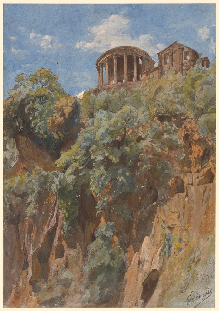 View of the Temple of Vesta in Tivoli by Louis Français
French, 1814-1897 — fine art print