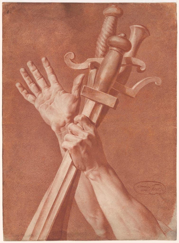 Hands of Horatius from The Oath of the Horatii by Jean Baptiste Debret (French, 1768–1848)
after Jacques-Louis David (French, 1748–1825) — fine art print