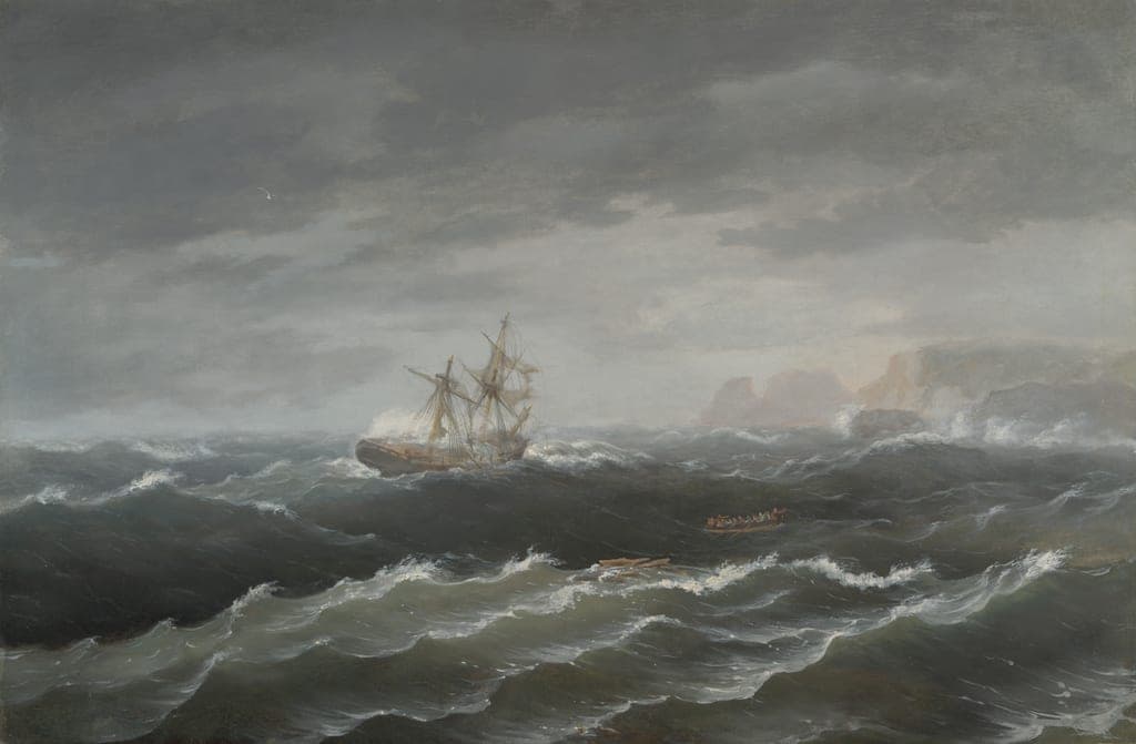 Shipwreck near a Rocky Coast by Thomas Birch
American, born England, 1779–1851 — fine art print