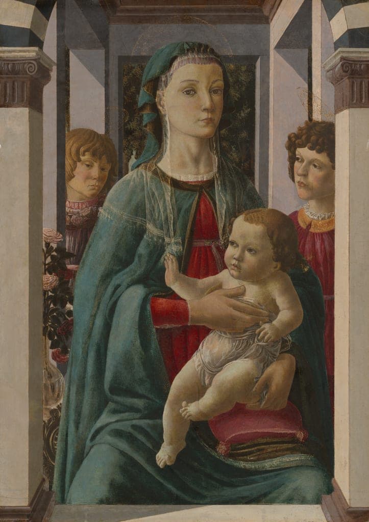 Virgin and Child with Two Angels by Attributed to Francesco Botticini (Italian, 1446–1497) — fine art print