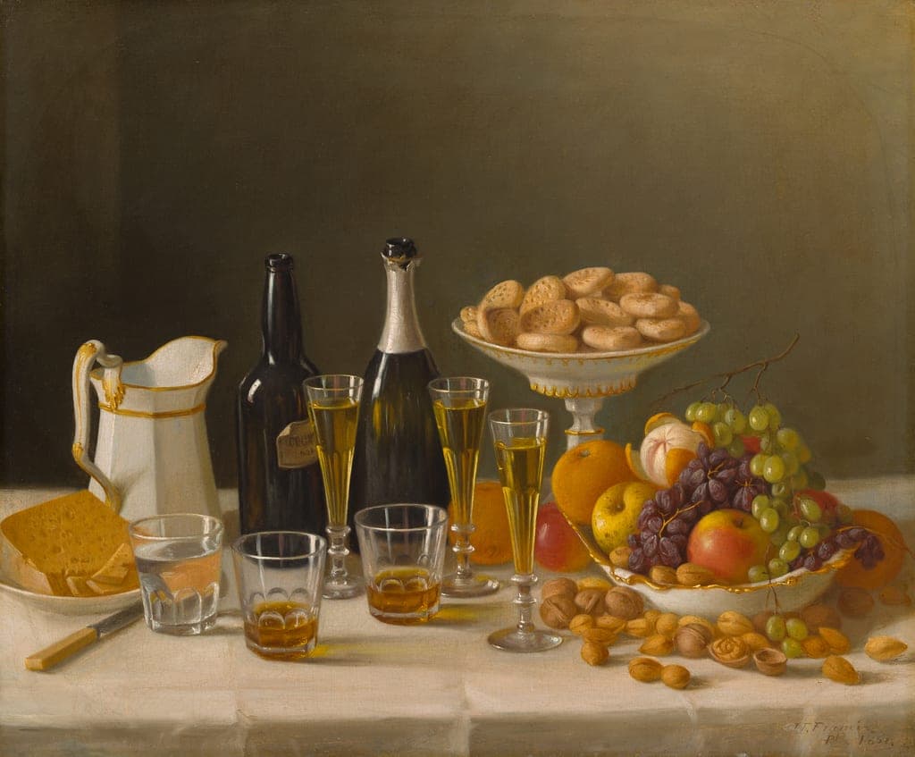 Wine, Cheese, and Fruit by John F. Francis
American, 1808–1886 — fine art print