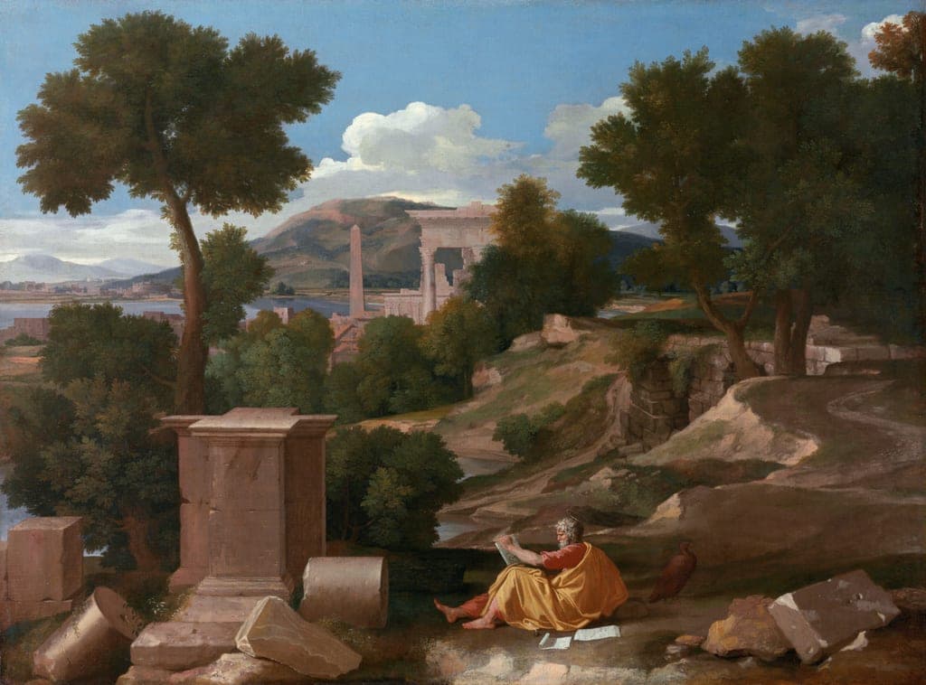 Landscape with Saint John on Patmos by Nicolas Poussin (French, 1594–1665) — fine art print