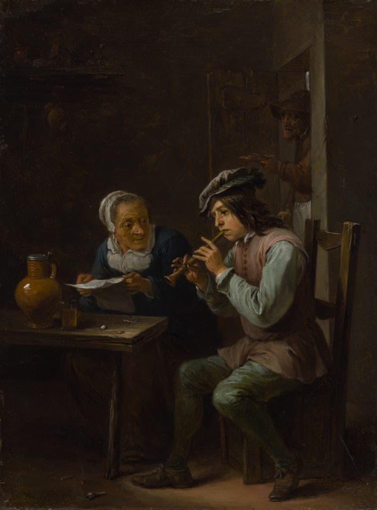 The Flageolet Player by David Teniers the Younger (Flemish, 1610-1690) — fine art print
