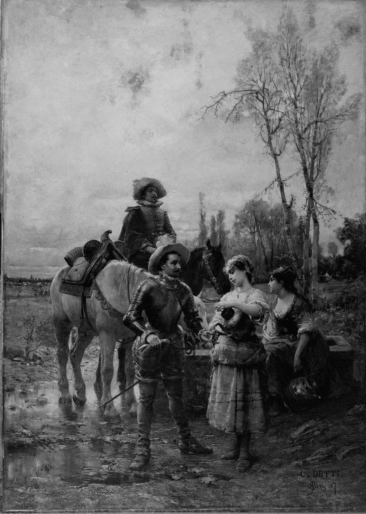 At the Fountain by Cesare Agostino Detti (Italian, 1847–1914) — fine art print