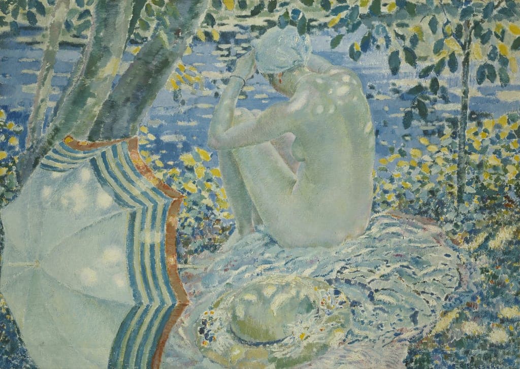 On the Bank by Frederick Carl Frieseke (American, 1874–1939) — fine art print