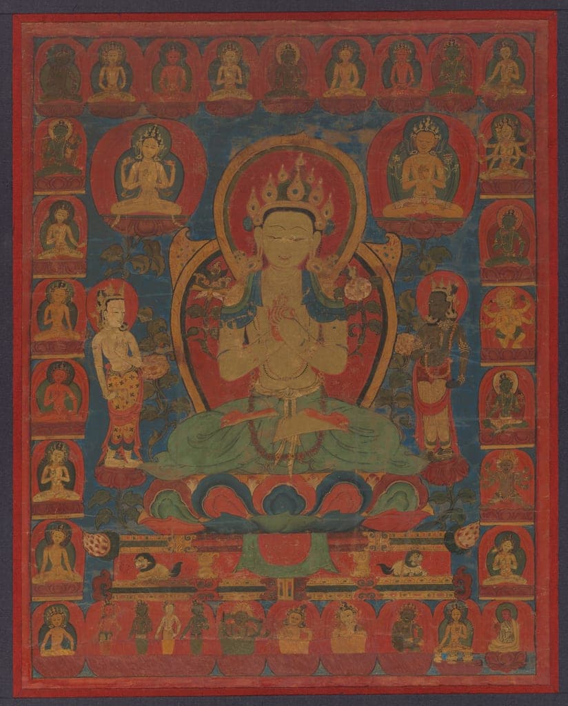 Painted Banner (Thangka) of Bodhisattva Maitreya Surrounded by his Retinue by Tibet
Southern Tibet — fine art print