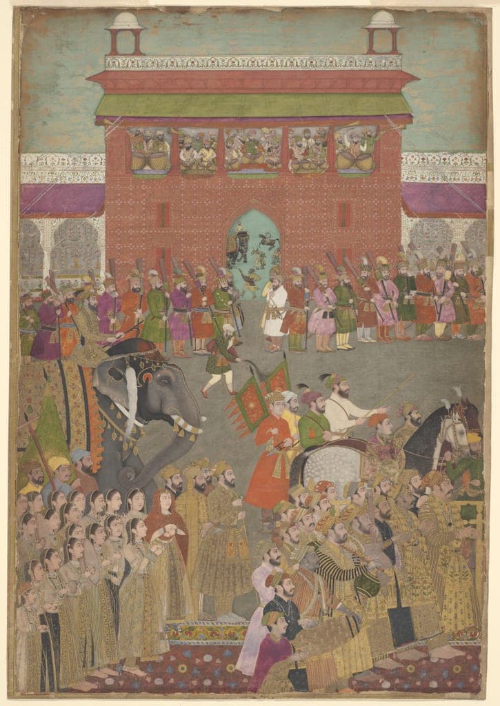 A Procession Scene with Musicians, from a copy of the Padshanama by India — fine art print