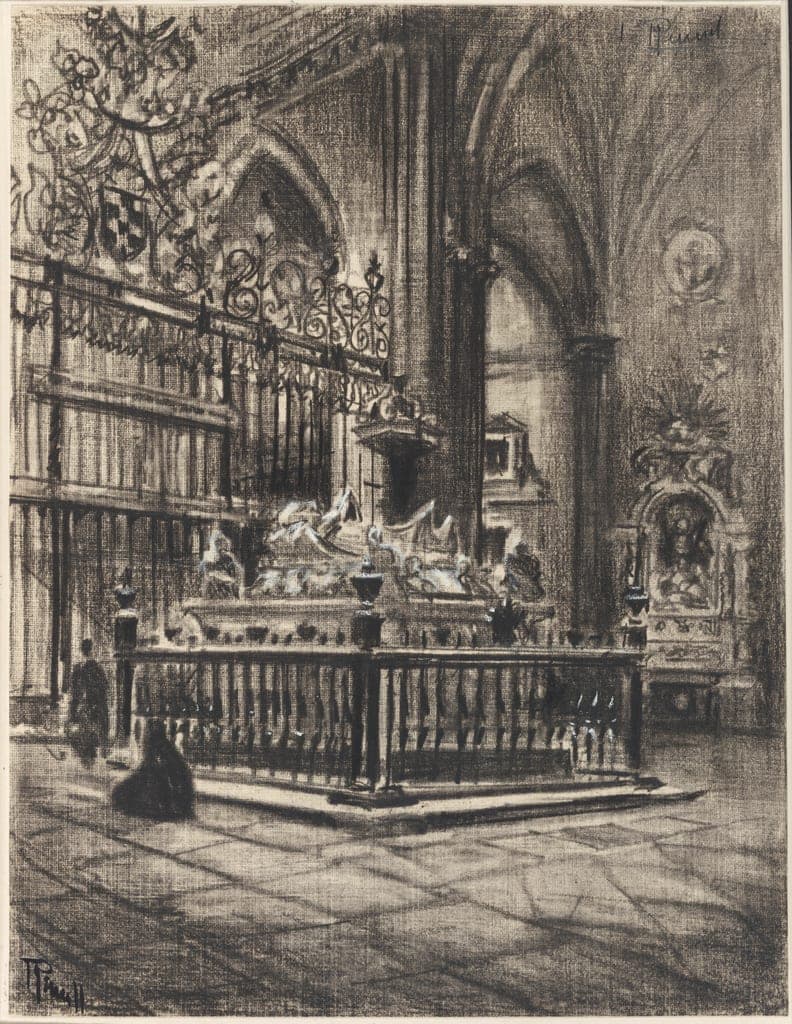 Alcalá, "The Gorgeous Sarcophagus" of Ximenez, from Castilian Days by Joseph Pennell
American, 1857-1926 — fine art print