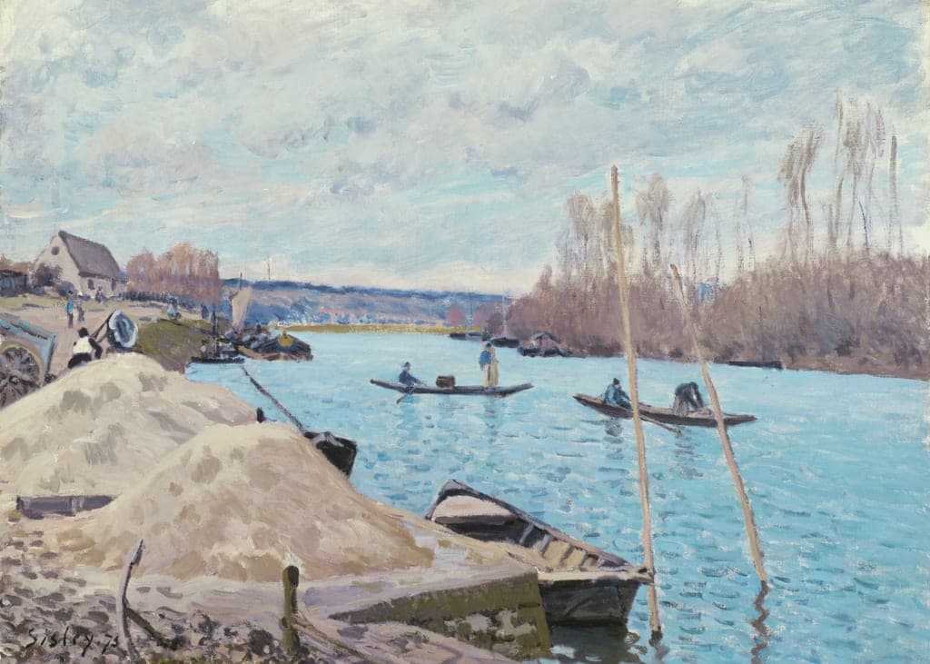 The Seine at Port-Marly, Piles of Sand by Alfred Sisley (British, active in France, 1839–1899) — fine art print