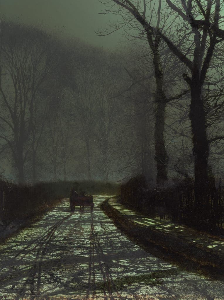 Lane Scene at Night by John Atkinson Grimshaw (English, 1836–1893) — fine art print