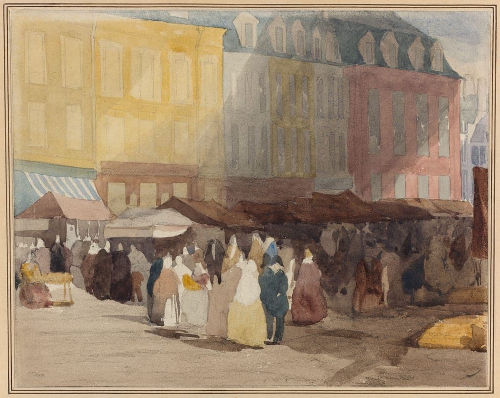 A French Market Scene, possibly Boulogne by David Cox
English, 1783-1859 — fine art print