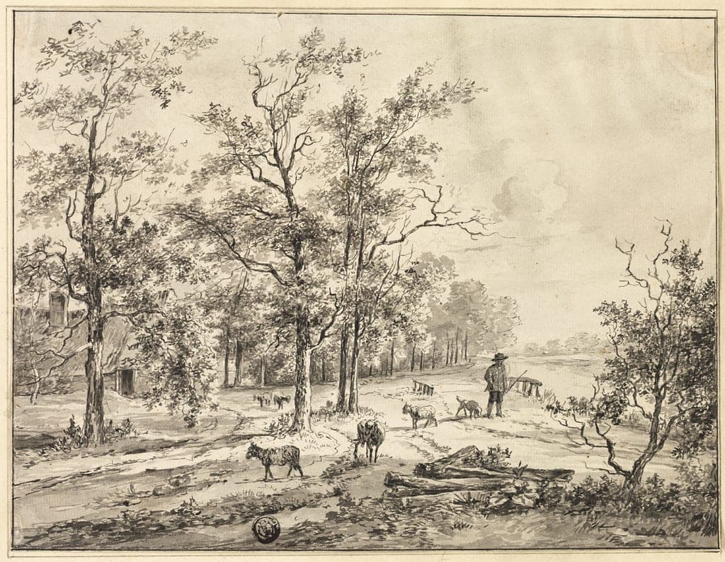 Goatherd and Goats by Bruno van Straaten
Dutch, 1786-1870 — fine art print