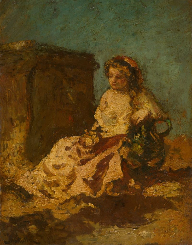 Meditation (Seated Woman) by Adolphe Monticelli (French, 1824–1886) — fine art print