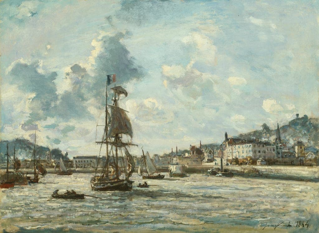 Entrance to the Port of Honfleur by Johan Barthold Jongkind (Dutch, 1819-1891) — fine art print
