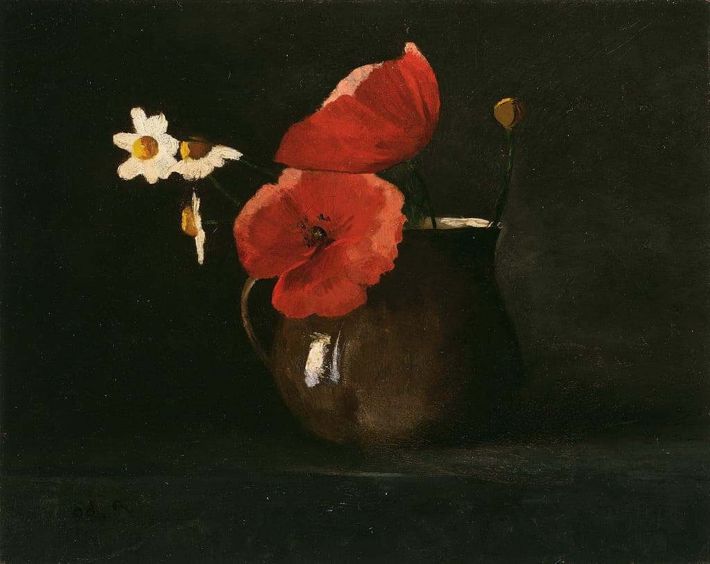 Flowers: Poppies and Daisies by Odilon Redon (French, 1840–1916) — fine art print
