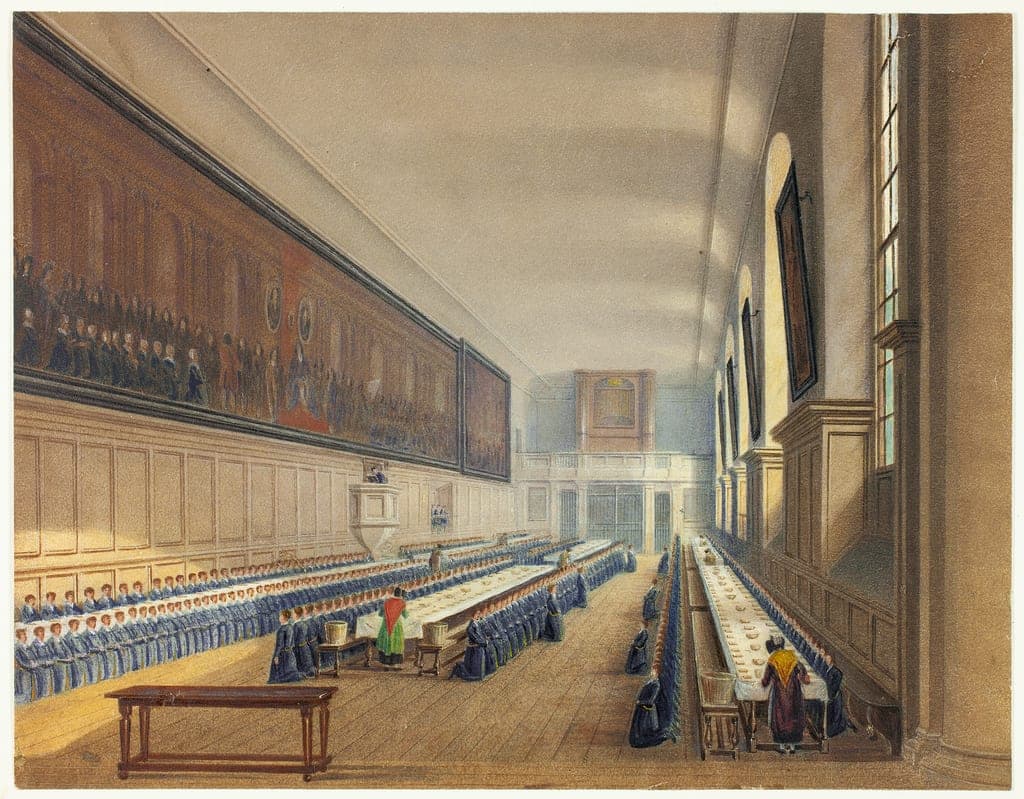 Hall of Christ's Hospital by Augustus Charles Pugin
English, born France, 1762-1832 — fine art print