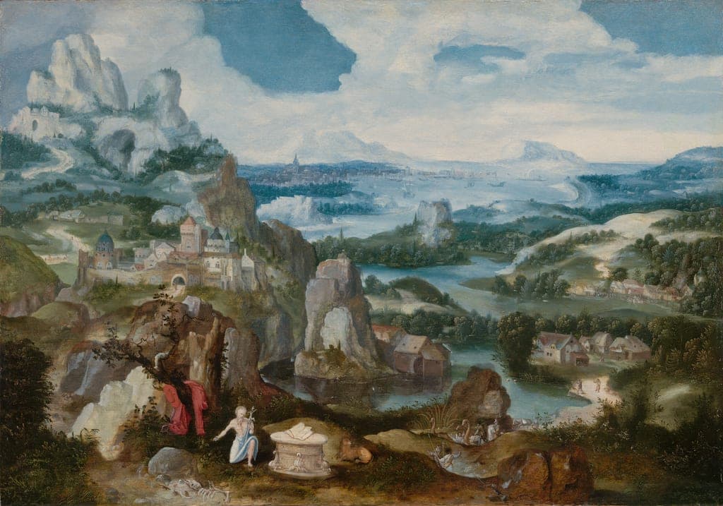 Landscape with the Penitent Saint Jerome by Belgian; Antwerp — fine art print