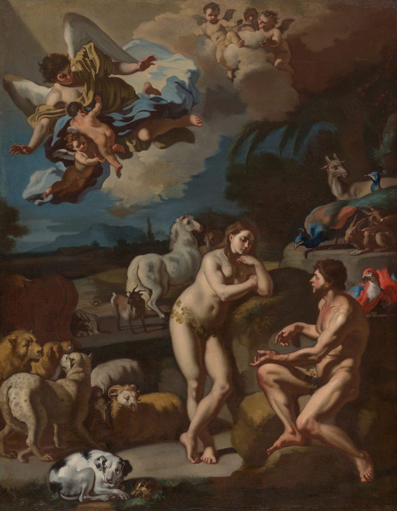 Adam and Eve in Paradise by Francesco Solimena (Italian, 1657–1747) — fine art print