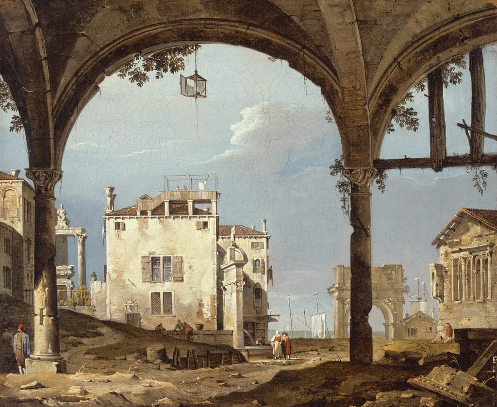 Portico with a Lantern by Follower of Canaletto (Antonio Canal; Italian, 1697–1768) — fine art print