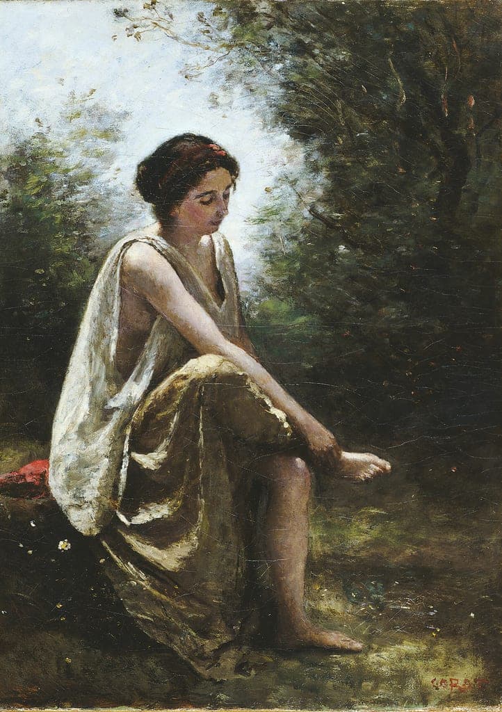 Wounded Eurydice by Jean-Baptiste-Camille Corot (French, 1796–1875) — fine art print