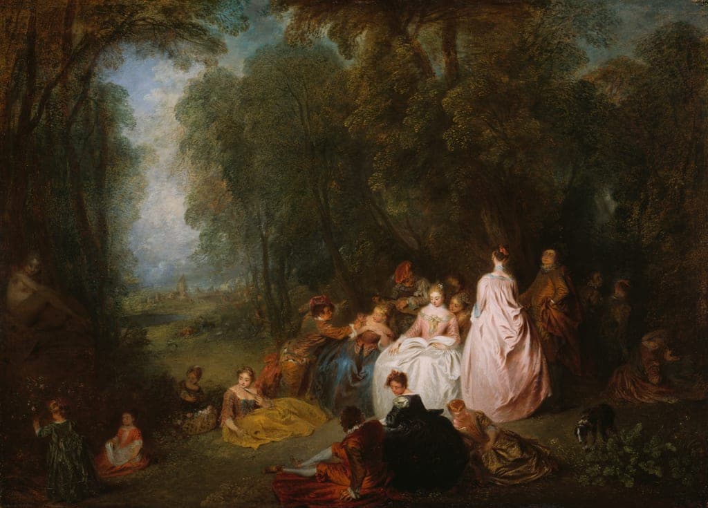 Fête champêtre (Pastoral Gathering) by Jean Antoine Watteau (French, 1684–1721)
Assisted by Jean-Baptiste Pater (French, 1695-1736) — fine art print