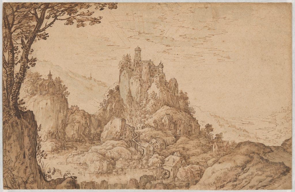 A Castle on a Crag in a Mountainous Landscape by Joos de Momper
Flemish, 1564–1635 — fine art print