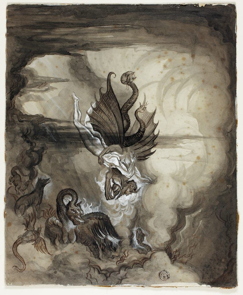 Descent to Hell by Possibly Henry Fuseli (Swiss, active in England, 1741-1825)
or possibly Theodore Matthias von Holst (English, 1810-1844) — fine art print