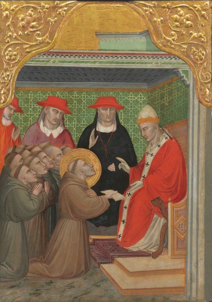 Saint Francis before the Pope (The Approval of the Franciscan Rule) by Spinello Aretino (Spinello di Luca Spinello; Italian, 1345/52-1410) — fine art print